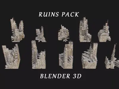 Ruins Pack Low-poly 3D model purchase
