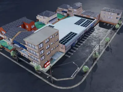 Japanese Street Low-poly 3D model