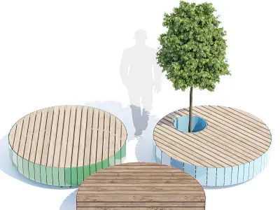 Stripes bench round 3D model