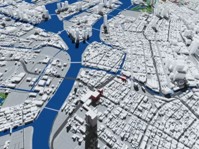 Tokyo full city and airport Low-poly 3D model