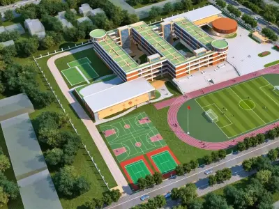 Contemporary School Campus Masterplan 3D model