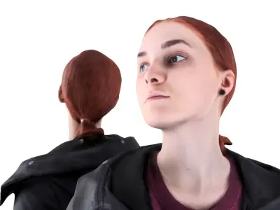 Woman in a black jacket with a bag 94 Low-poly 3D model