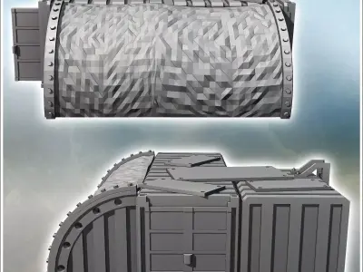 Concave container arrangement with camouflage protection and mul 3D print model