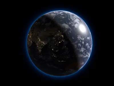  Volumetric Planet Earth Day Night System Animated 43K For Blender 