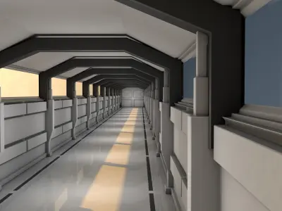 Sci Fi Corridor Low-poly 3D model 13