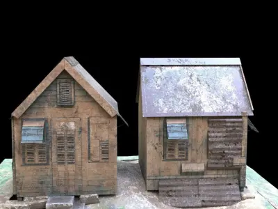 Lowpoly village House Game Asset Design Low-poly 3D model