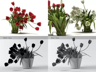 T 01 tulips in vase 3D model