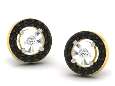 Gold Diamond Women Earring 3D print Model 3D print model 38