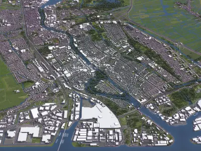 Zaanstad - 3D City Model Low-poly 3D model