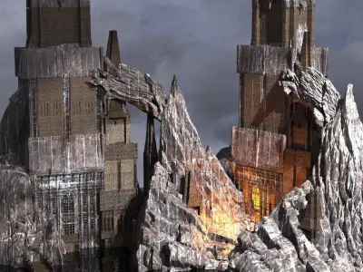 Arch Lizard Cathedral Cliff range Kit bash  3D model