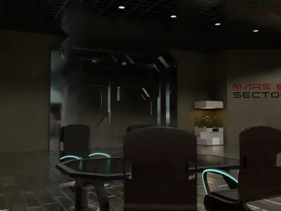 sci-fi cafeteria 3D model