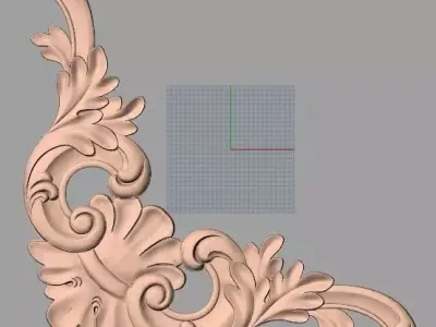 Furniture decorative corner flower 3D STL model for CNC E882 3D model