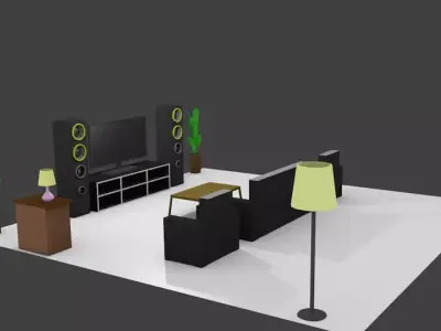 Living room furnitures Free low-poly 3D model