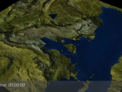 Terrain 3 Mountains and Lake Low-poly 3D model