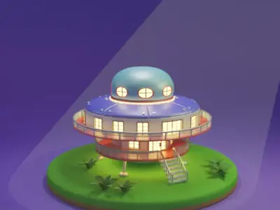 UFO Themed House Low-poly 3D model