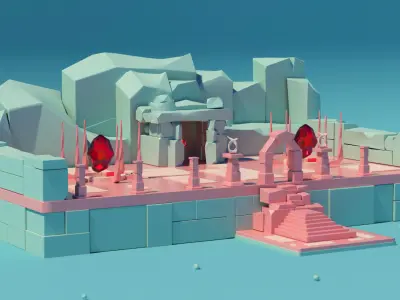 Island castle Free 3D model