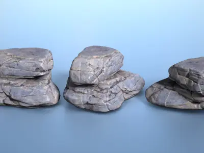 6 Boulder Rocks - 240823 Low-poly 3D model