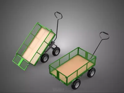 TIPPING MESH NET TROLLEY CART WAGON TRAILER WHEEL BARROW UTILITY 3D model