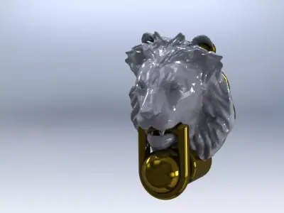 LIONS HEAD DOOR KNOCKER 3D print model