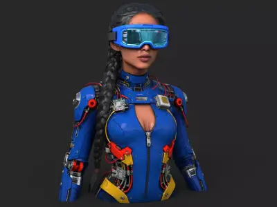 Cybernetic Girl Visor High Detail 3D model