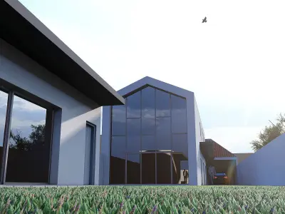 Modern 2 Floor House 23x6m on 46x10m Lot SketchUp Lumion 3D model