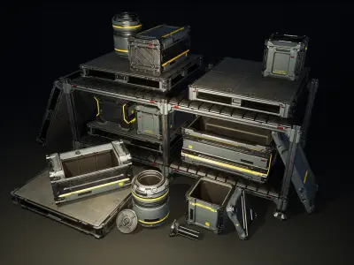 Sci-Fi Crates Pack - Game-Ready UE4 Assets Low-poly 3D model
