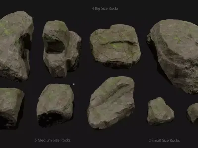 Forest Rocks Set Low-poly 3D model