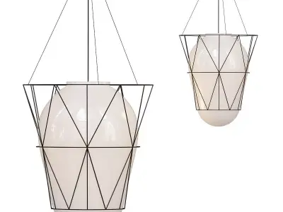 SEGNI two pendant lights hanging from wire frame 3D model