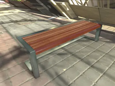 Architectural Park Wood stainless steel Bench Low-poly 3D model
