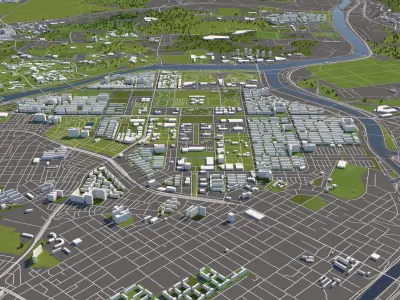 Daejeon South Korea 50x50km City Map 3D model