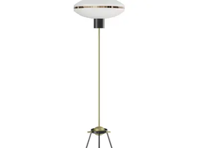 Floor lamp on a tripod with glass shade 3D model