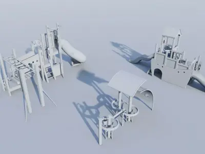 Childrens Playground Equipment Kit 3D Model Low-poly 3D model