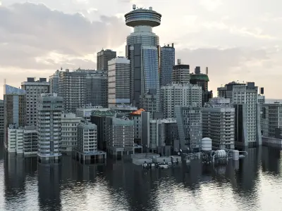 Building Skyscraper City Town Down Office Work Street Kitbash Low-poly 3D model