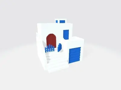 Voxel Santorini Low-poly 3D model