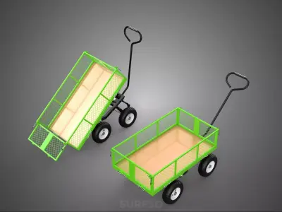 UTILITY TROLLEY CART WAGON TRAILER HAULER DUMP HAND TRUCK GARDEN 3D model