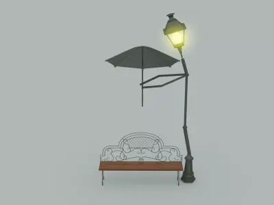 Bench - Lightining - Lamp 3D model