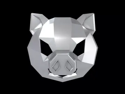 Lowpoly Pig Mask V1 006 Low-poly 3D model