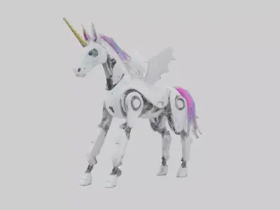 Robot version of a unicorn model Low-poly 3D model