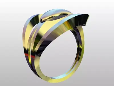 Modern Sculptural Adjustable Ring 3DM STL 3D print model