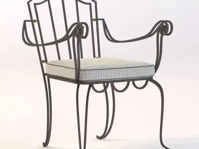 Drake Wrought Iron Arm Chair 3D model