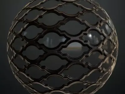 Dark Ornate Arabesque Screen Grille PBR SEAMLESS Texture