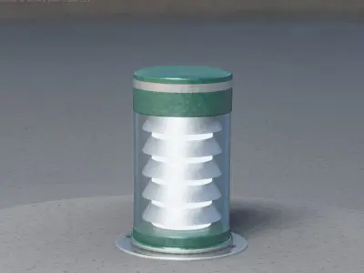 Low-Poly Moss Green Light Column 3 - Street Light Set-9 Low-poly 3D model