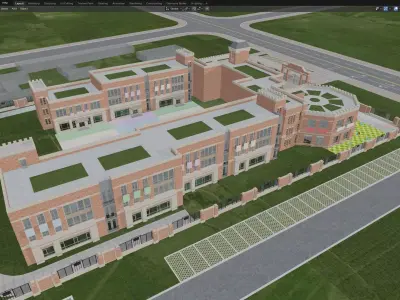 Kindergarten Campus with Colorful Playgrounds 3D model