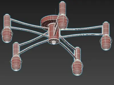 potolochnaya-1523-5u five light ceiling fixture in antique br... 3D model