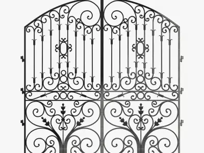 Gate-7 ornate wrought iron gate 3D model