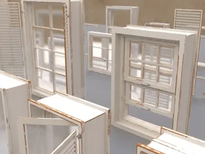 Standard Modular Windows Low-poly 3D model