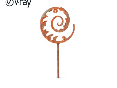Ornate Spiral Iron Fence Topper Model Pack Low-poly 3D model