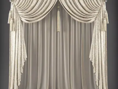 Curtain with tassels Low-poly 3D model shop