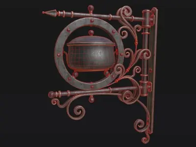 Medieval Tavern Sign Low-poly 3D model