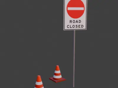 Roblox Road Closed Props Low-poly 3D model